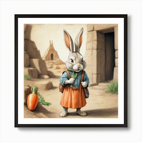 Rabbit With Carrot 9 Art Print