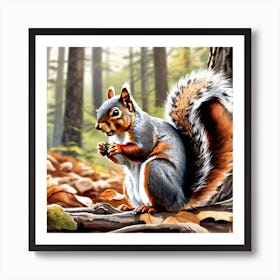 Squirrel In The Woods 59 Art Print