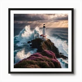 Lighthouse At Dusk Art Print