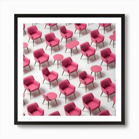 Pink Chairs On White Background Art Print