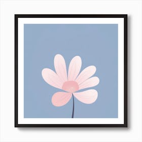 A White And Pink Flower In Minimalist Style Square Composition 264 Art Print