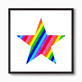 Rainbow Stripes Star Art Print