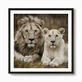 White Lions Art Print