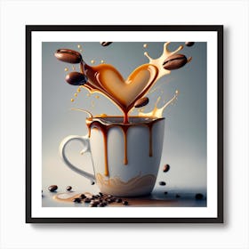 Heart Coffee Pouring Art Print