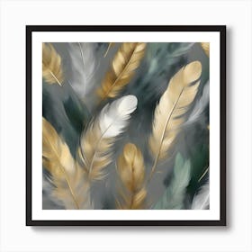 Gold Feathers 3 Art Print