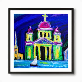 Impressionism Oil Painting, Church Art Print