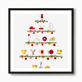 Family Pajama Sets Christmas Matching Sewing Xmas Tree Art Print