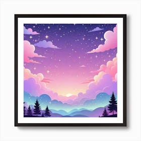 Sky With Twinkling Stars In Pastel Colors Square Composition 160 Art Print