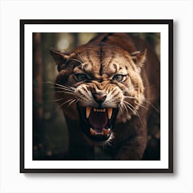 Lion Roaring In The Forest 1 Art Print