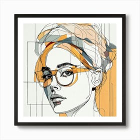 Portrait Of A Woman With Glasses Art Print