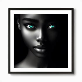 Beautiful Black Woman With Green Eyes Art Print