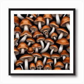 Mushrooms On A Black Background 2 Art Print