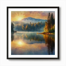 Default Beautiful Nature Photo Painting Of A Misty Sunrise On 0 Art Print