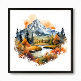 Watercolor Mountain Landscape 7 Art Print