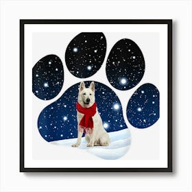 Swiss Shepherd Winter Snow Paw Dogs Christmas Art Print