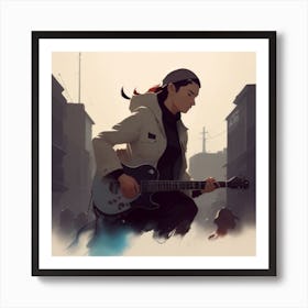 Girl With A Guitar Art Print