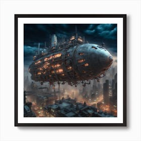 Cyberpunk airship Art Print