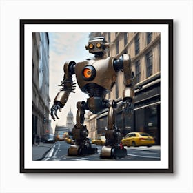 Robot In The City 100 Art Print