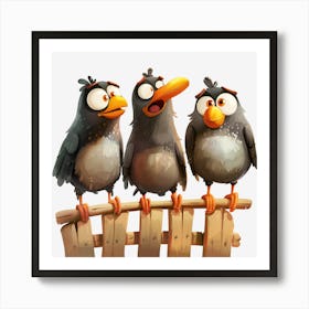 Birds On A Fence 3 Art Print