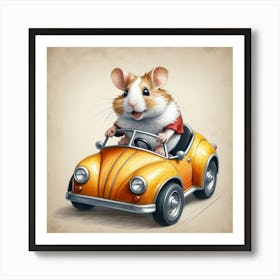 Hamster In A Car 4 Art Print