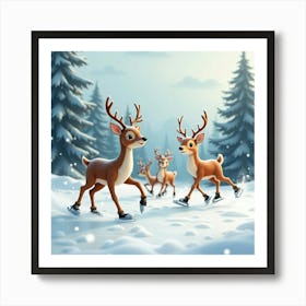 Flux Dev A Serene Winter Wonderland Scene Featuring A Group Of 1 Art Print