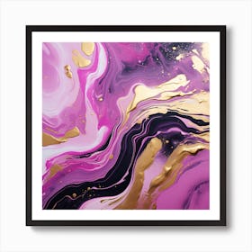 Purple And Gold Abstract Painting Paint Pour 3 Art Print