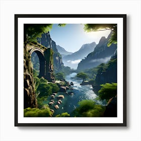 Bridge In The Mountains Art Print