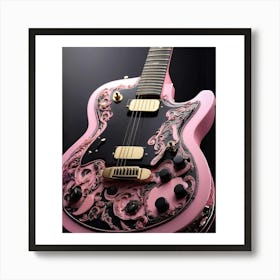 Rhapsody in Pink and Black Guitar Wall Art Collection 17 Art Print