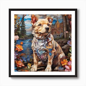 Dog In The Garden Art Print