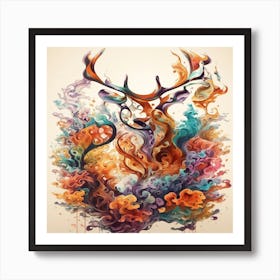 Deer the clouds 4 Art Print