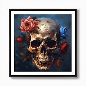 Skull With Roses 1 Art Print