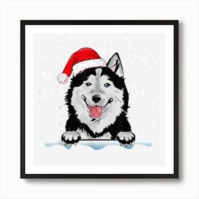 Alaskan Klee Kai Dog Christmas Santa Hat Matching Family Art Print