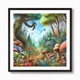 Forest Of Mushrooms Art Print