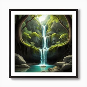 Waterfall In The Forest 5 Art Print