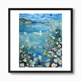 Lighthouse By The Lake Art Print