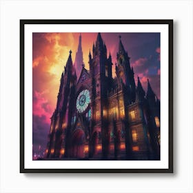 Church At Night 1 Art Print