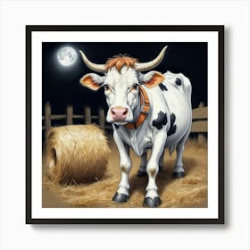 Cow At Night 1 Art Print