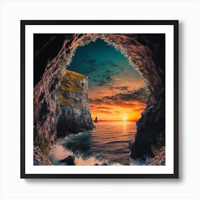 Sunset In A Cave Art Print