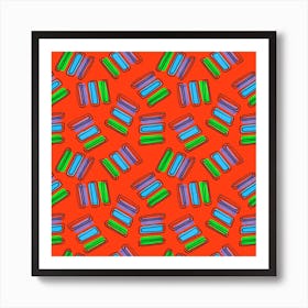 Rectangles Purple Orange Green On Orange 1 Art Print