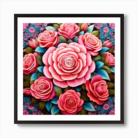 Roses mandala Art Print