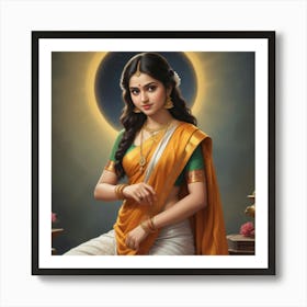 Indian Woman In Sari Art Print