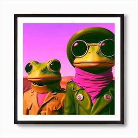 Retro Funky Frogs Portrait Art Print