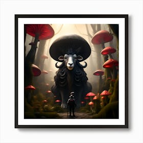 Mystic Whispers: Conversations in Fungi and Hoof Art Print