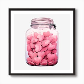 Pink Hearts In A Jar 7 Art Print