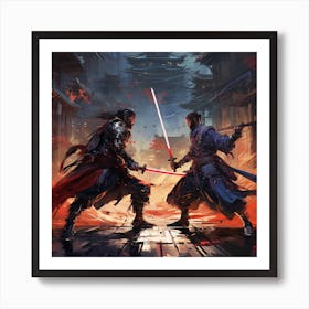 Samurai fight Art Print