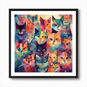 Colorful Cats Art Print