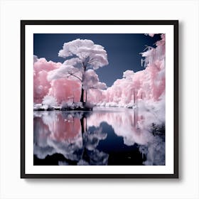 Pink Trees In Infrared Art Print