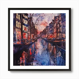 Amsterdam Red Light District at Night Series 3 Art Print