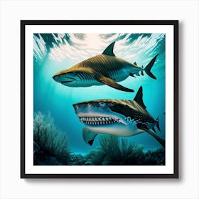 Sharks In The Ocean 3 Art Print