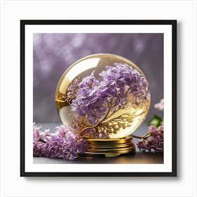 Lila Flower In A Crystal Ball Art Print